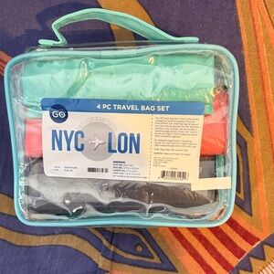 Travel 4-Piece Cosmetic Bag Set - Blue, Red, Black